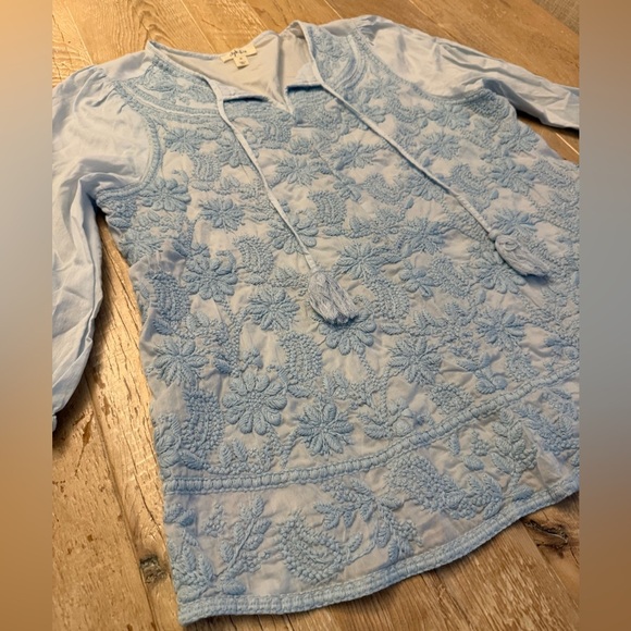 Style & Co Womens Light Blue Embroidered Tunic Top With Tassels Size 1X - Picture 4 of 8